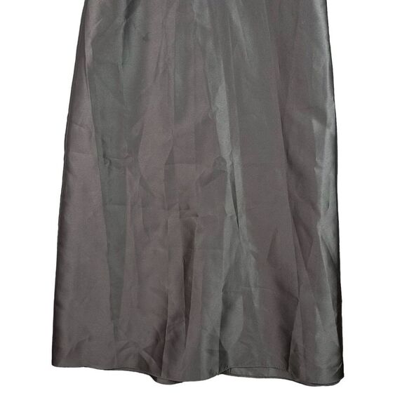 Alfred Sung Satin Twill Maxi Dress Gray 12R NWT Cap Sleeve Wedding Formal Gown - Picture 4 of 11
